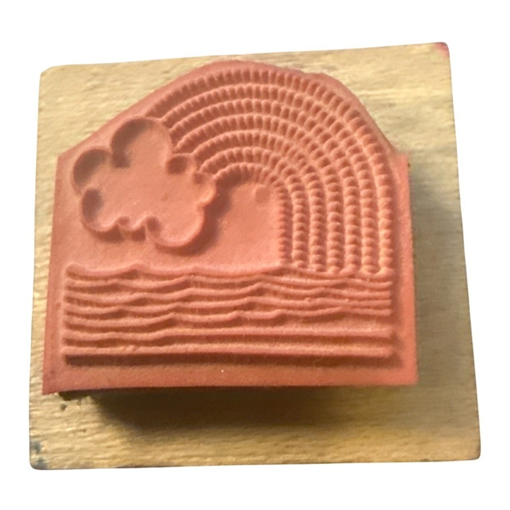 Imprints Graphic Studio Rainbow & Cloud Wood Mounted Rubber Stamp Vintage 1982 - Picture 5 of 5